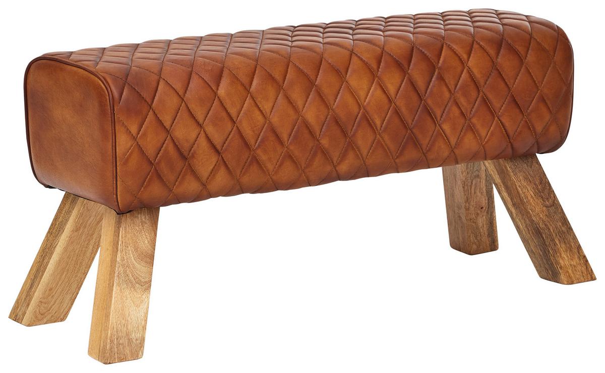 Garderobenbank B: 89 Cm Gepolstert Braun - Naturfarben/Braun, MODERN, Leder (89/46/35cm) - MID.YOU