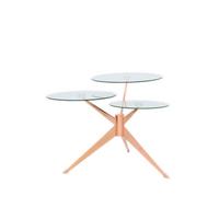 Beistelltisch Mit 3 Tischplatten Triplet Kupfer - Rosa/Kupferfarben, Basics, Glas/Holzwerkstoff (60/46/75cm) - Kayoom