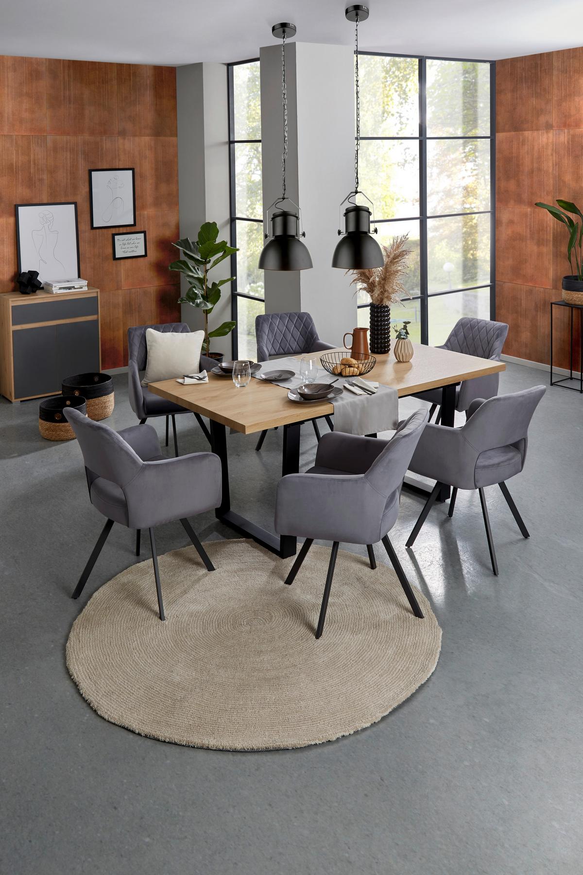 VÝSUVNÝ STŮL RUDI 180 AZ - černá/přírodní barvy, Moderní, kov/kompozitní dřevo (180 - 220/75/90cm)