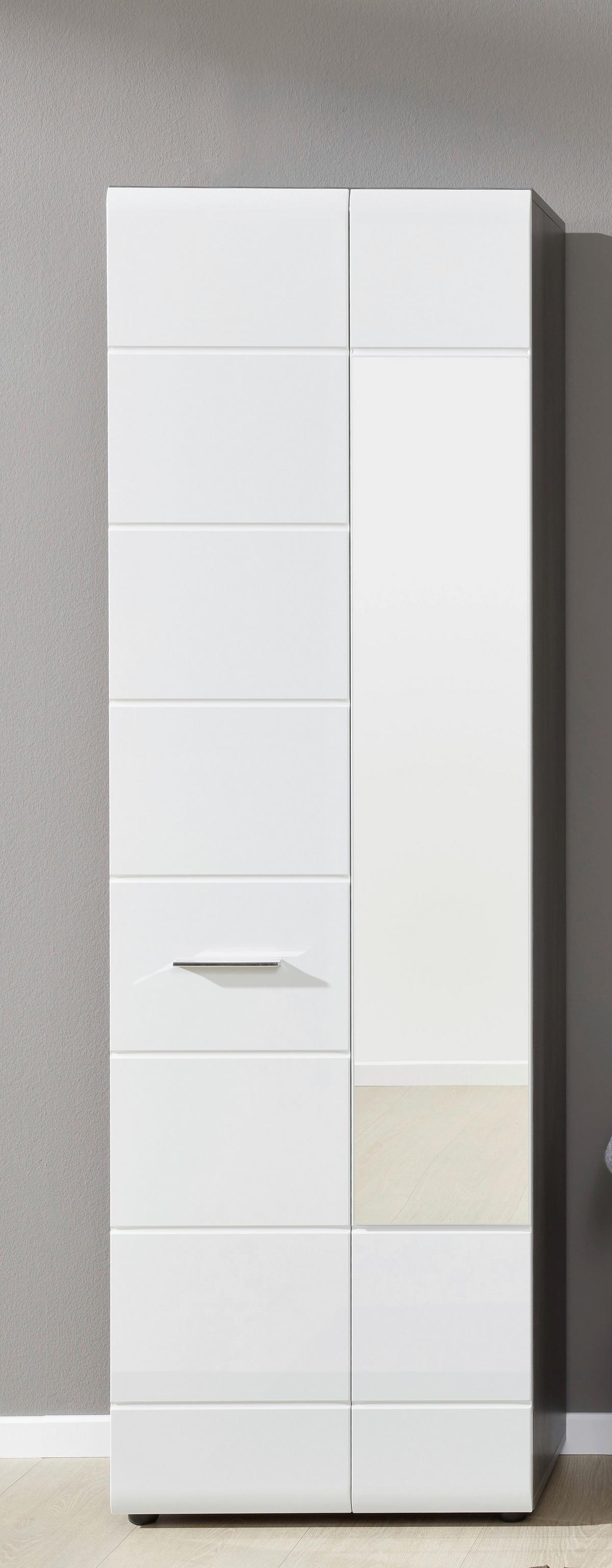 Garderobenschrank Line Weiß B: 60 cm - Weiß/Silbereichenfarben, MODERN, Glas/Holzwerkstoff (60/191/35cm) - MID.YOU