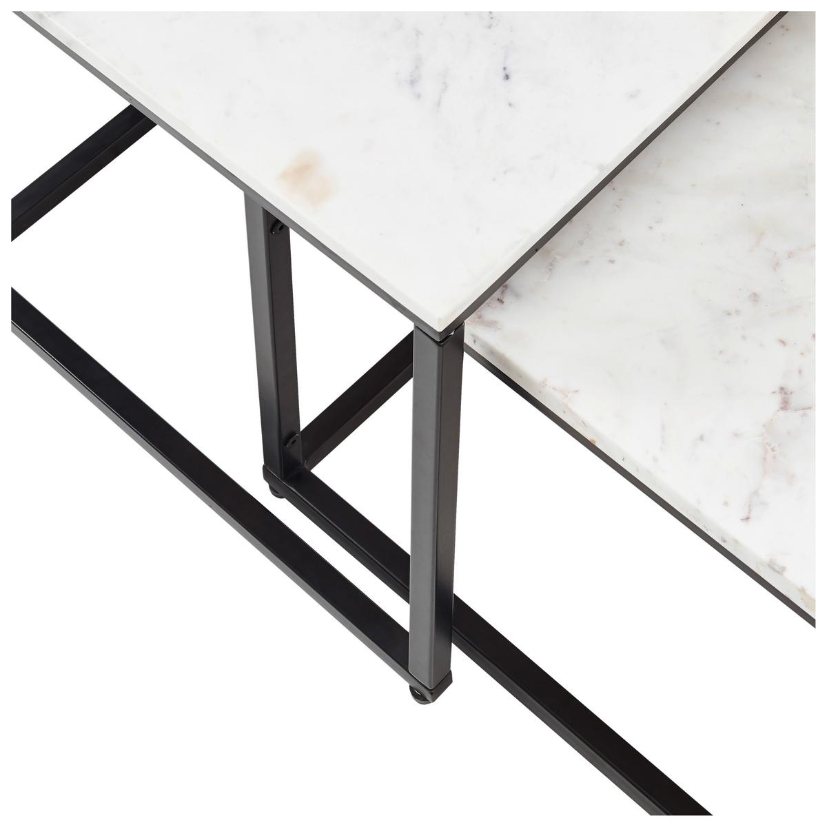 KONFERENČNÍ STOLEK KENO - bílá/černá, Lifestyle, kov/kámen (100/35/50cm)