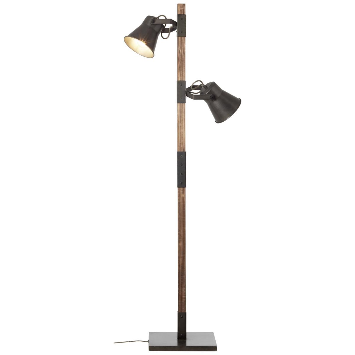 Stehlampe Holz Plow Schwarz drehbar und Schwenkbar - Schwarz, Design, Holz/Metall (51/153,5cm) - Brilliant
