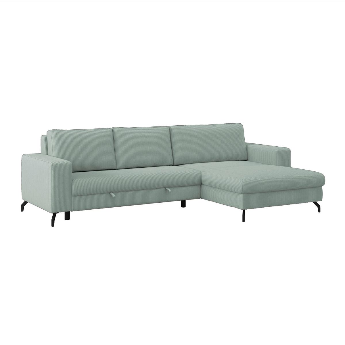 Ecksofa mit Bettkasten Cloud Salbeigrün Cord 290x178 cm - Salbeigrün, Trend, Textil (290/178cm)