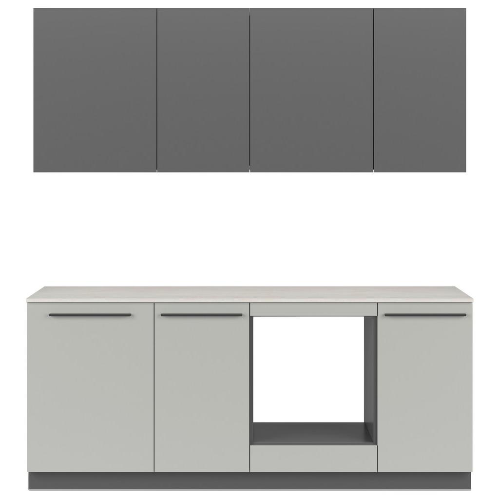 Küchenzeile Milino 210 cm Grau/Graphitfarben