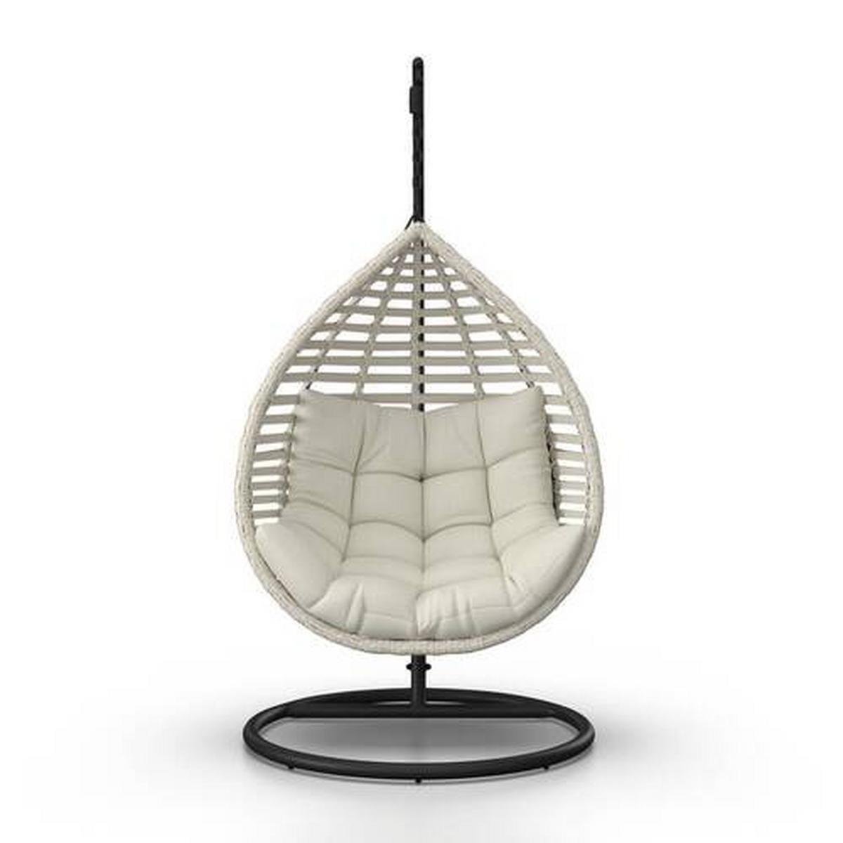 ZÁVESNÉ KRESLO NANCY - krémová/tmavosivá, Modern, kov/textil (105/196/120cm) - Bessagi Garden