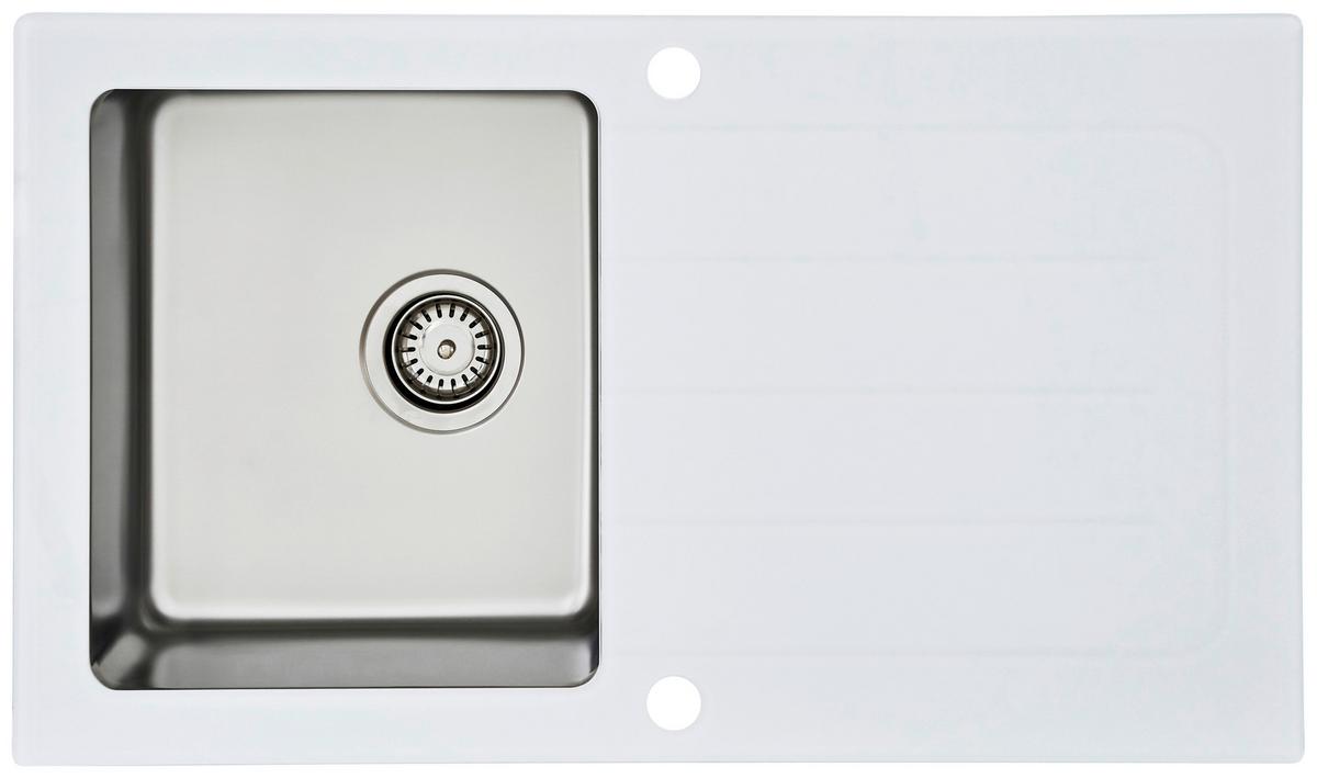 Spüle Respekta Edelstahl Bxt: 86x50 cm - Weiß, Trend, Glas/Metall (86/21/50cm) - Respekta