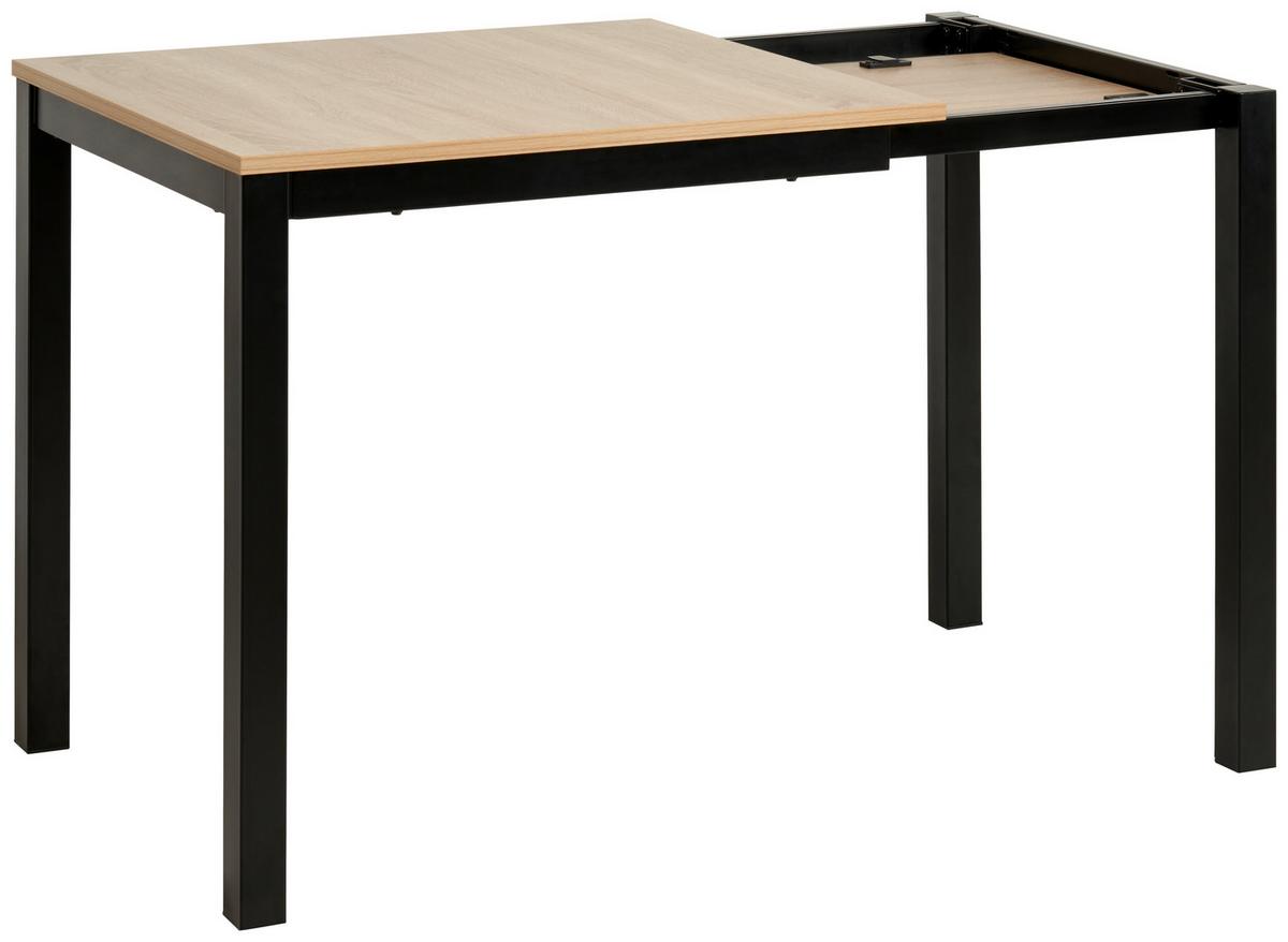 Ausziehtisch Gina 80 cm Mdf Sonoma Dekor, B: 80-120 cm - Schwarz/Sonoma Eiche, KONVENTIONELL, Holzwerkstoff/Metall (80-120/76/70cm) - MID.YOU