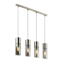 Hängeleuchte Vision H: 156 cm 4-Flammig mit Rauchglas - Nickelfarben, KONVENTIONELL, Glas/Metall (80/9/156cm) - Globo