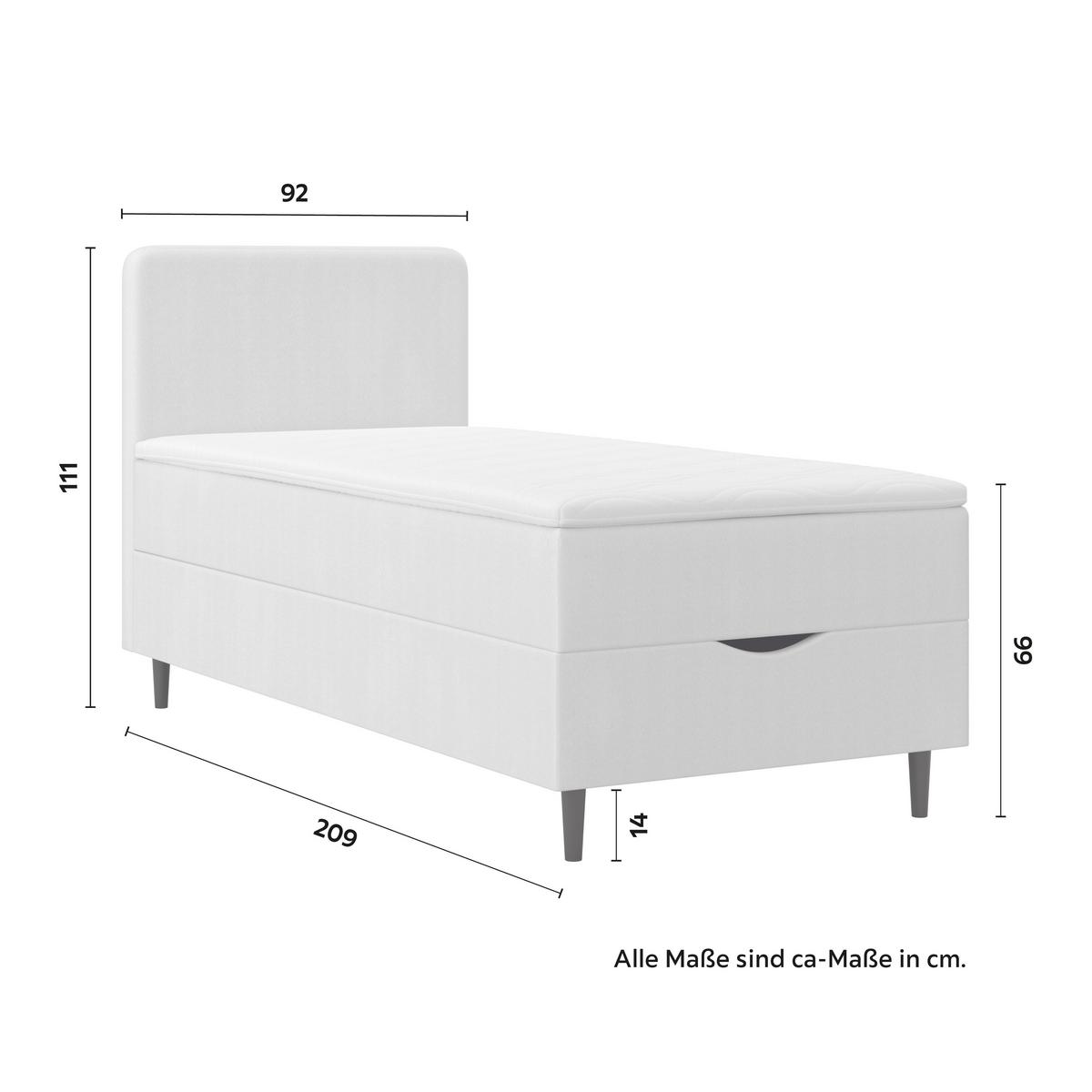 Boxspringová posteľ VIDA 90x200, krémová, s topperom - čierna/slonovinová, Modern, drevo/textil (90/200cm) - Bessagi Home