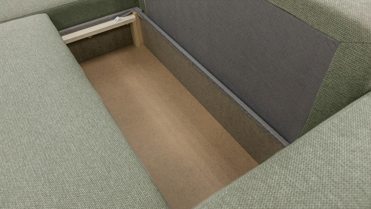 Ecksofa Pharell - Schwarz/Olivgrün, Basics, Textil (155/230cm) - Livetastic