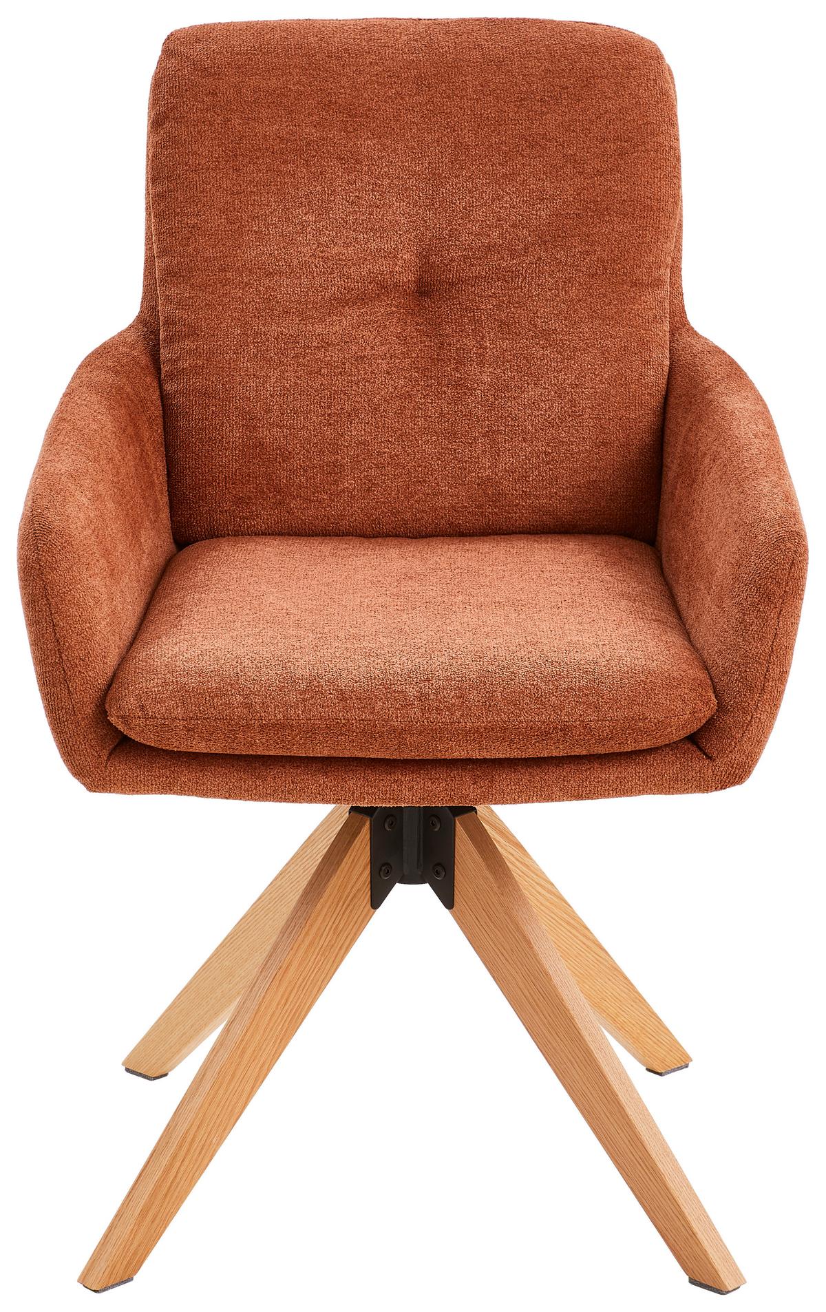 Armlehnstuhl Slide Rostfarben B: 58 cm - Rostfarben/Eichefarben, MODERN, Holz/Textil (58/91/63,5cm) - Livetastic