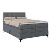 Boxspringbett MITTO Blaugrau 140x200 cm - Blaugrau/Schwarz, KONVENTIONELL, Textil/Metall (140/200cm)