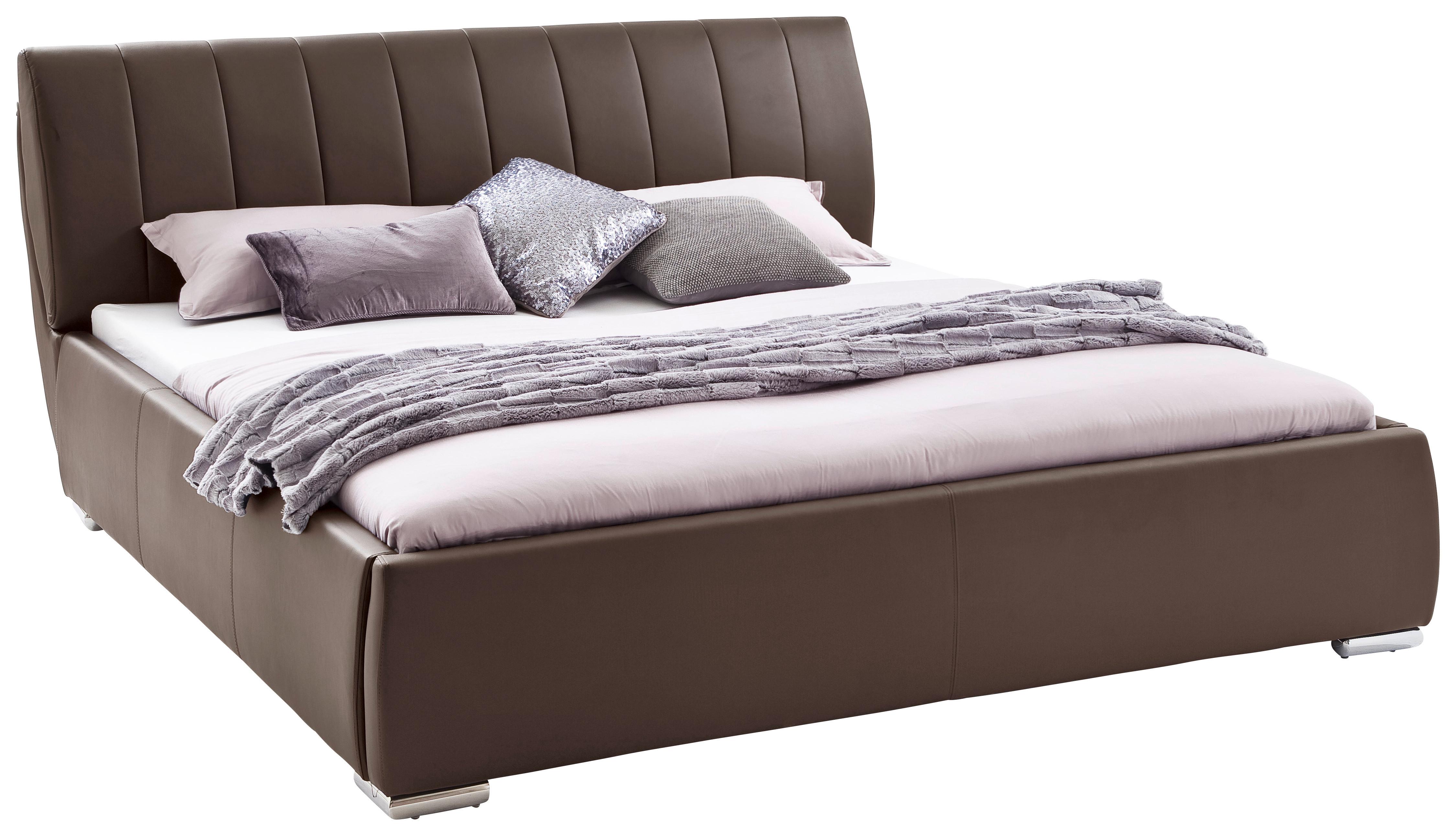 Polsterbett Mit Bettkasten + Lattenrost 180x200 Cm Bern - Chromfarben/Braun, Design, Holz/Textil (180/200cm) - Xora