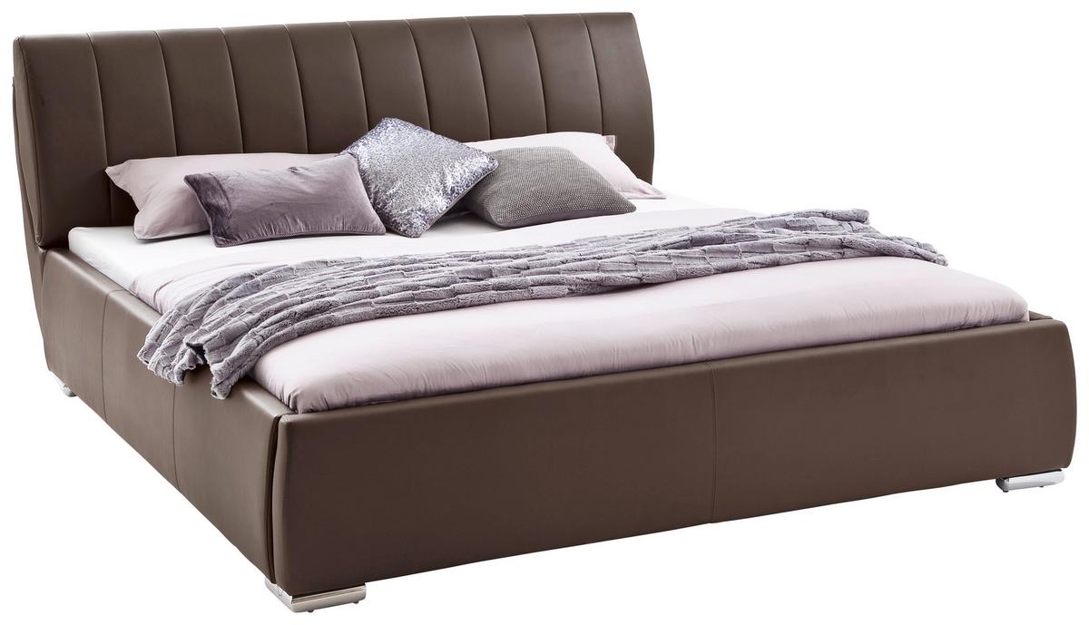 Polsterbett Mit Bettkasten + Lattenrost 180x200 Cm Bern - Chromfarben/Braun, Design, Holz/Textil (180/200cm) - Xora