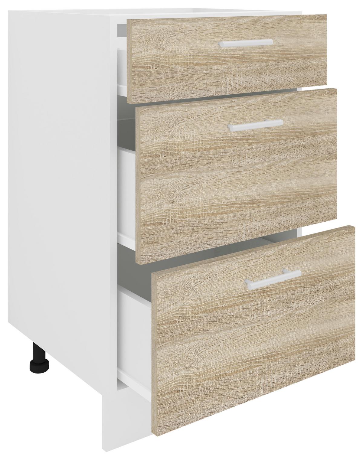 Küchenunterschrank Esilo B: 50 Cm Weiß/eiche Dekor - Weiß/Sonoma Eiche, KONVENTIONELL, Holzwerkstoff (50/82/46cm) - MID.YOU