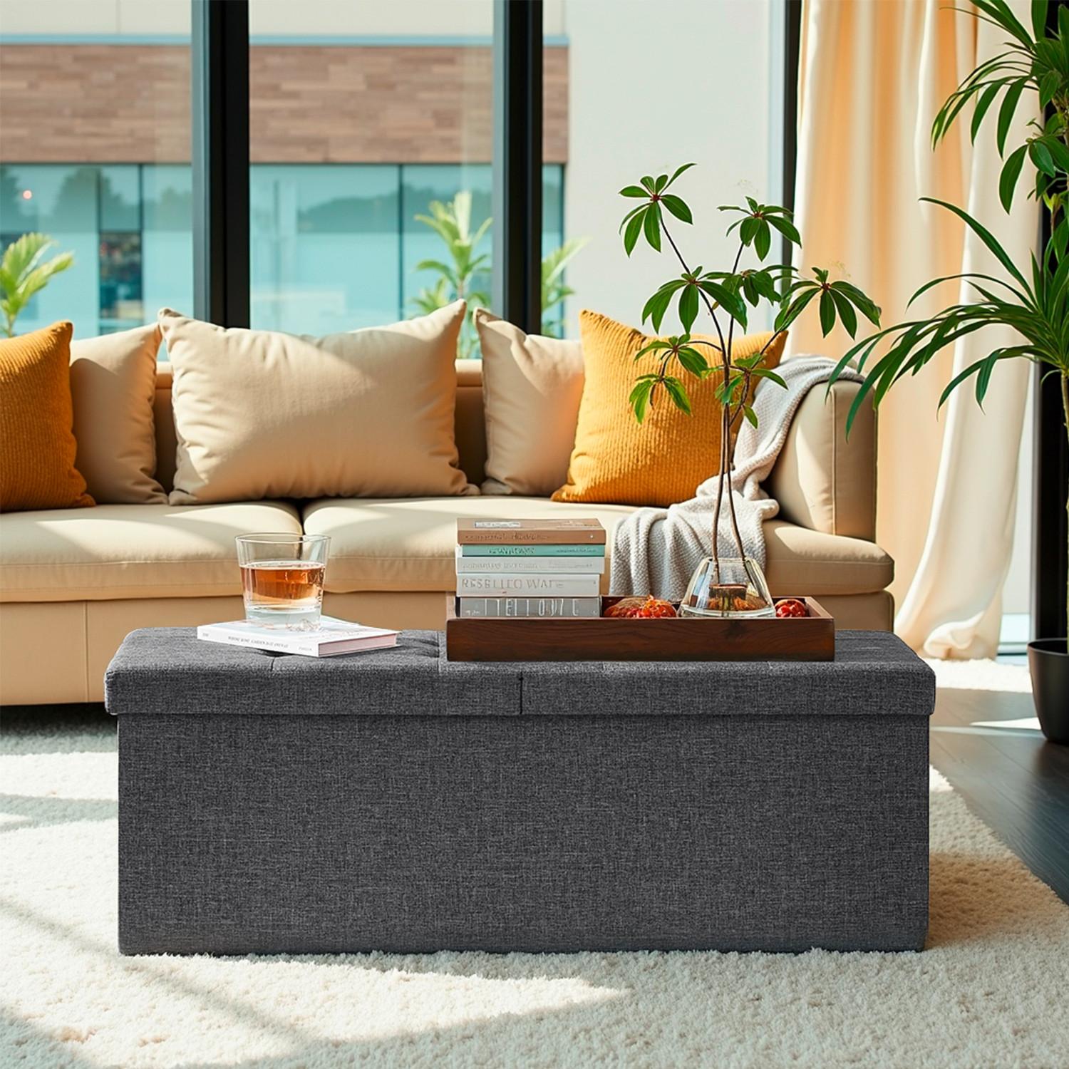 Sitzbox Grau B: 110 Cm - Grau, Basics, Holzwerkstoff/Textil (110/38/38cm)