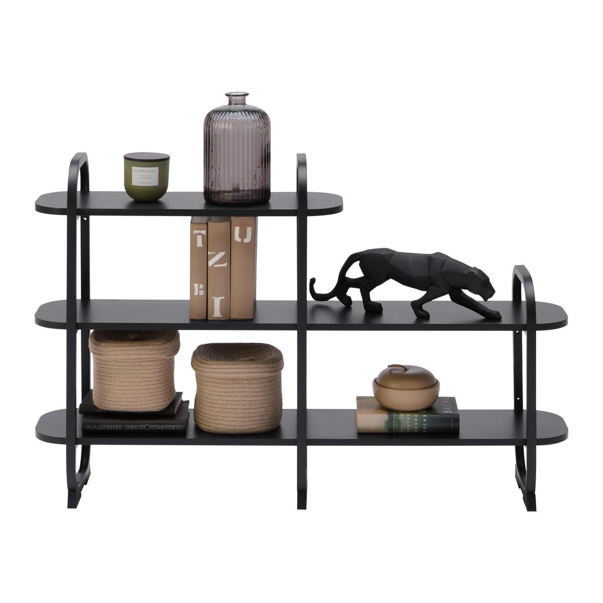 REGÁL BEND -EXKLUSIV- - čierna, Modern, kov/kompozitné drevo (115/72/27cm) - Mömax