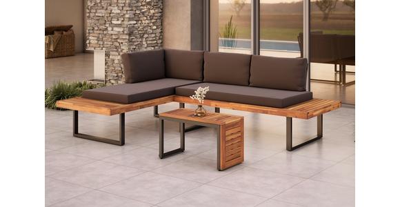 Loungegarnitur 3-Tlg. aus Holz/Metall mit Kissen - Grau, MODERN, Holz/Metall (175/71,5/140cm) - Beldano