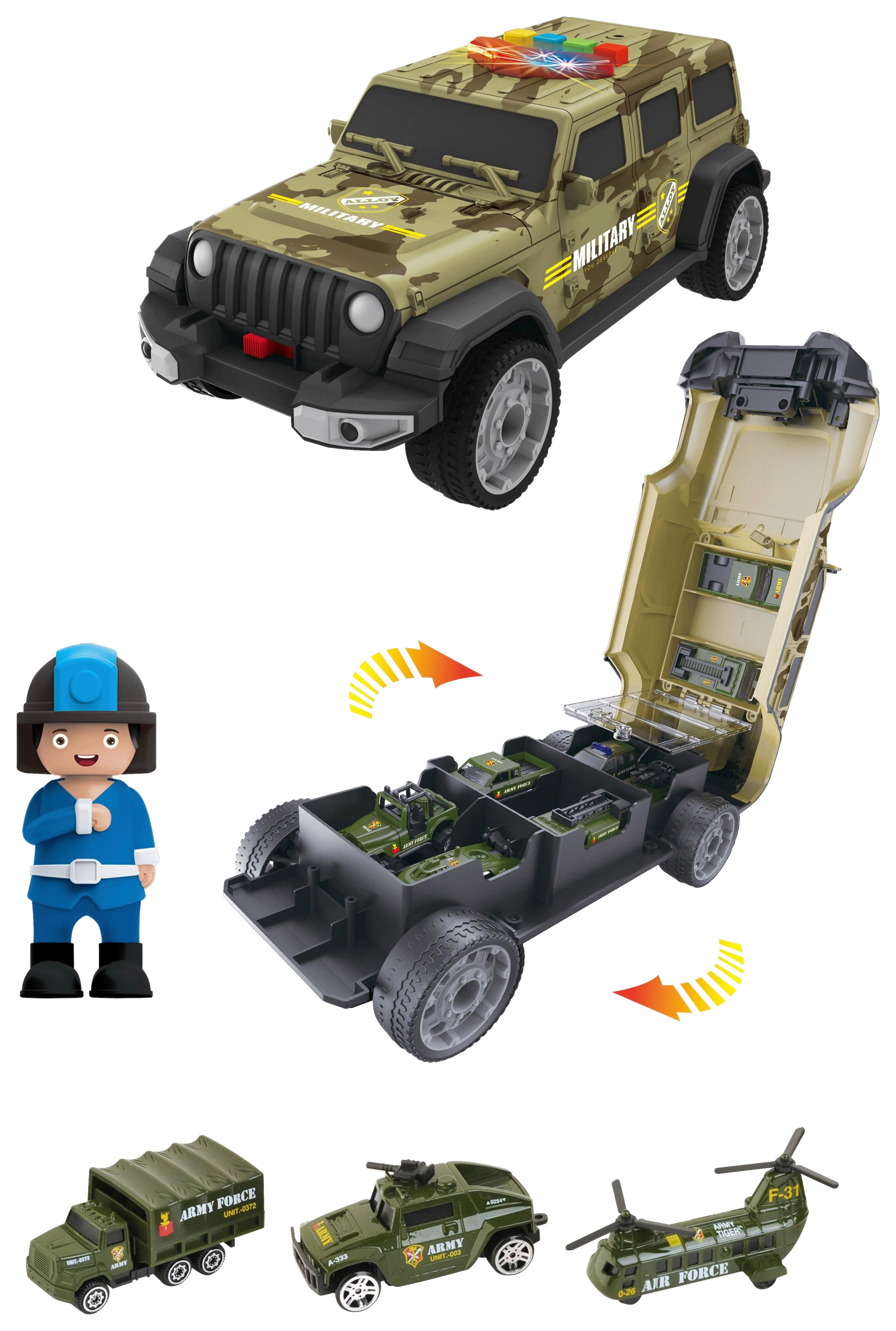 Spielzeug-Auto Jeep Militär mit Geräusch- und Lichteffekte - Grün, Basics, Kunststoff/Metall (35,5/18/19,8cm)