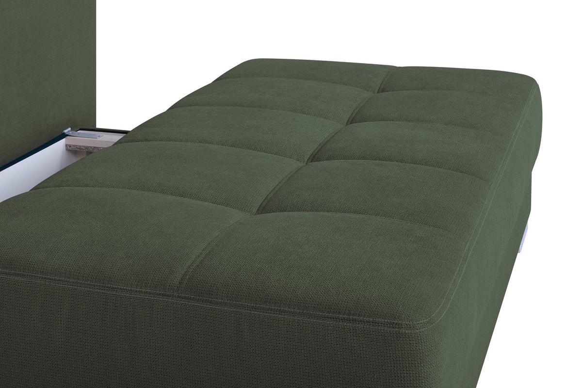 Schlafsofa mit Bettkasten Ben Grün - Waldgrün/Chromfarben, Design, Holzwerkstoff/Textil (200/90/110cm) - P & B