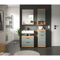 Badezimmer Scout Salbeigrün/Eiche D. B: 134 cm - Salbeigrün/Schwarz, MODERN, Glas/Holzwerkstoff (134cm) - MID.YOU