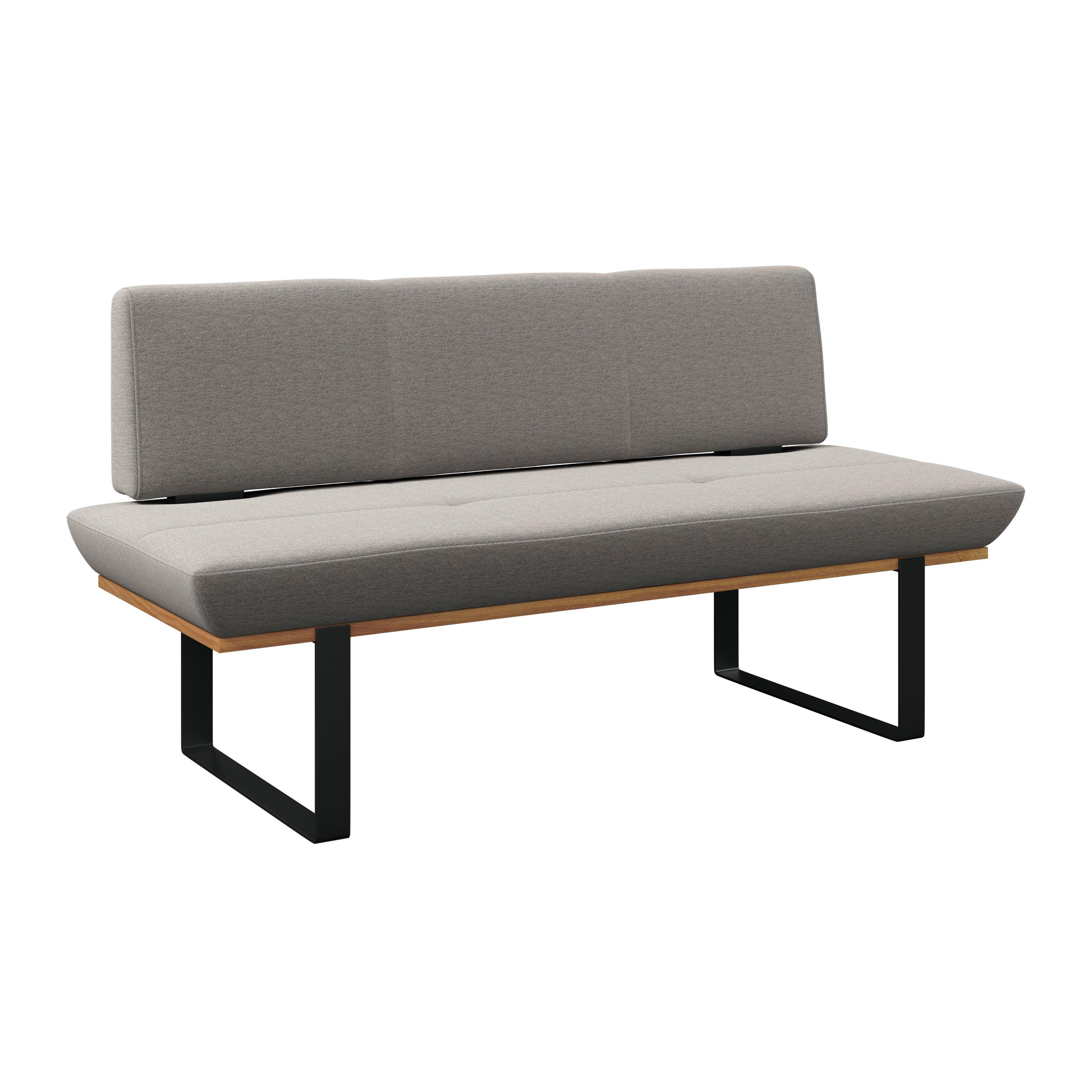 Sitzbank Tirstan Webstoff hellgrau, B: 170cm - Hellgrau/Schwarz, MODERN, Holz/Textil (170/48/90cm) - James Wood