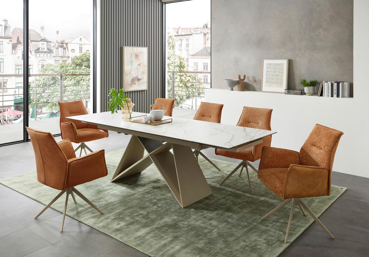 Jedálenský stôl keramika 180-260x90cm - biela/béžová, Modern, kov/keramika (180-260/76/90cm) - MID.YOU