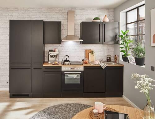 Küchenblock Jazz 8 310 Schwarz B: 310 cm - Eichefarben/Schwarz, LIFESTYLE, Holzwerkstoff (310cm) - MID.YOU