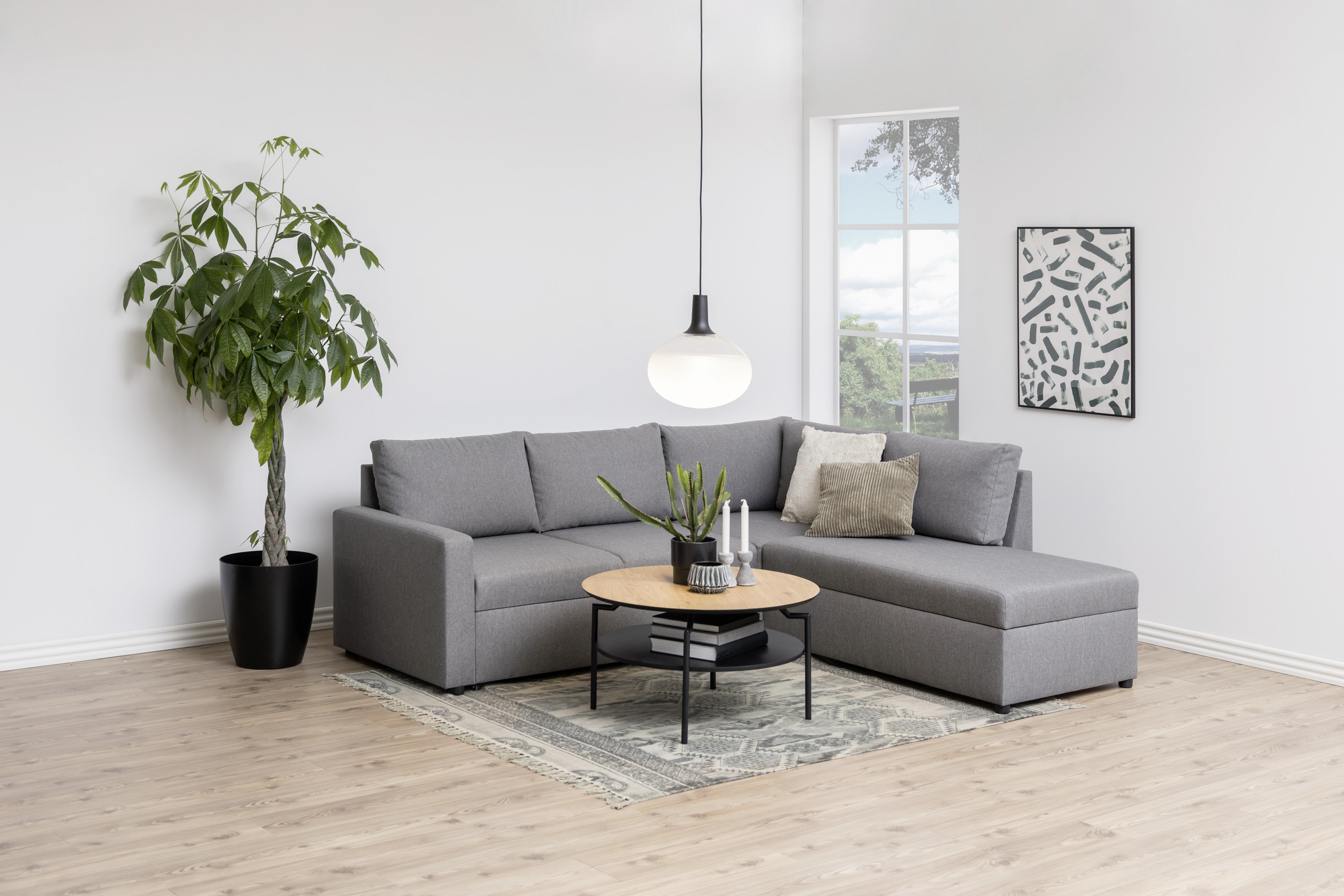 Couchtisch Rund mit Ablagefach Goldington Trend Eiche/Schwarz - Eichefarben/Schwarz, Trend, Holzwerkstoff/Metall (80/80/45cm) - Livetastic