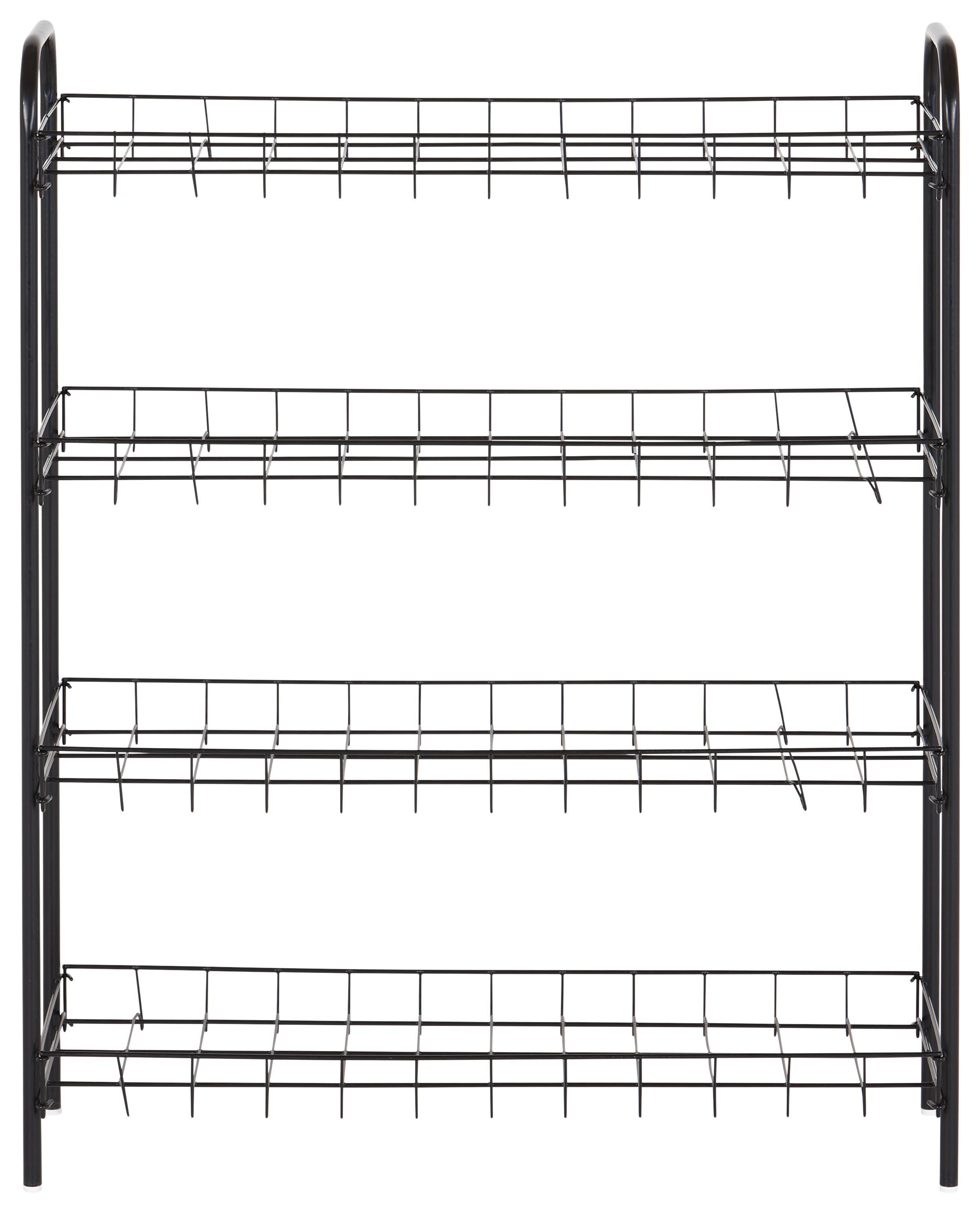 Schuhregal Sprinter 4 Ablagen 12 Paar Schwarz H: 80 cm - Schwarz, Basics, Kunststoff/Metall (64/23/80cm) - Metaltex