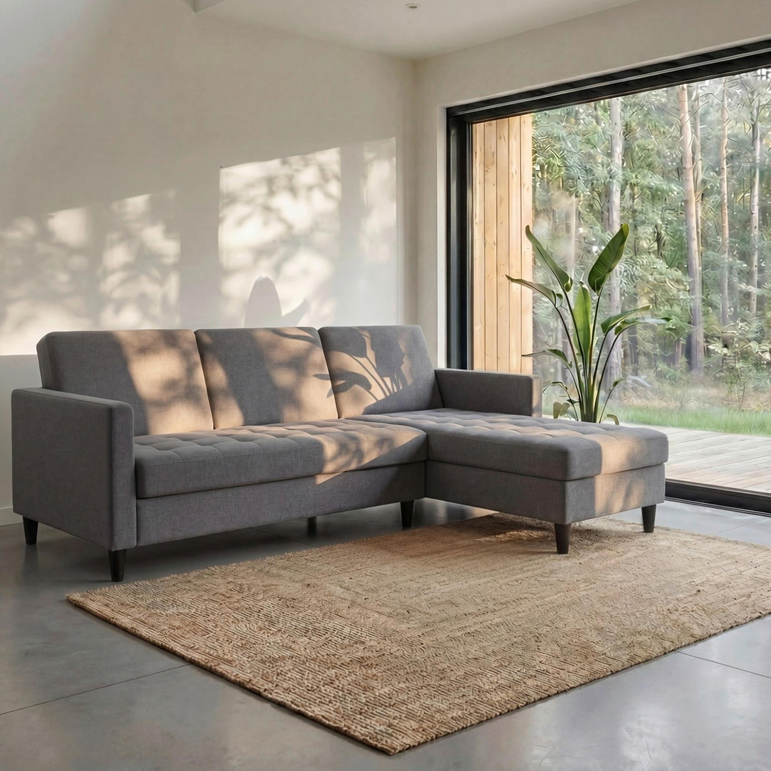 Ecksofa Palermo Grau, mit Stauraum - Schwarz/Grau, Basics, Textil (213/154cm) - Livetastic