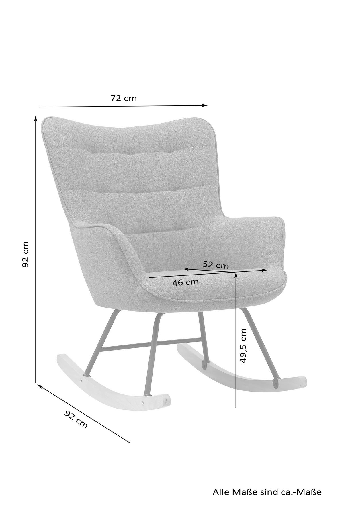 Schaukelstuhl mit Armlehnen Richie Echtholz/Webstoff Grau - Buchefarben/Schwarz, MODERN, Holz/Textil (72/92/92cm) - MID.YOU