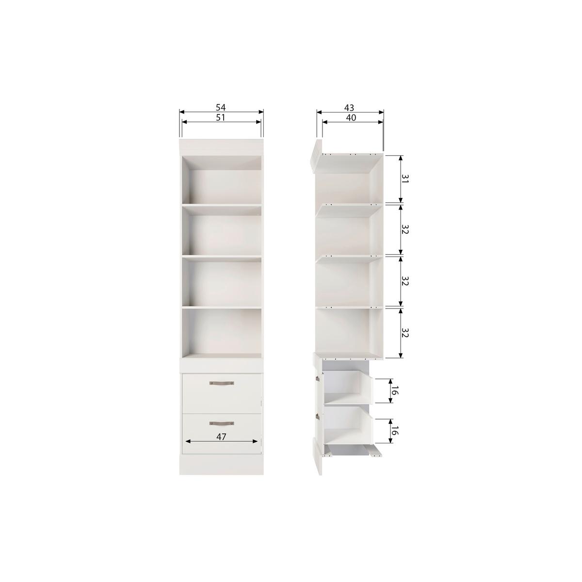 Mehrzweckschrank Bold Weiß B: 54 Cm - Weiß, Design, Holz (54/215/43cm) - Livetastic