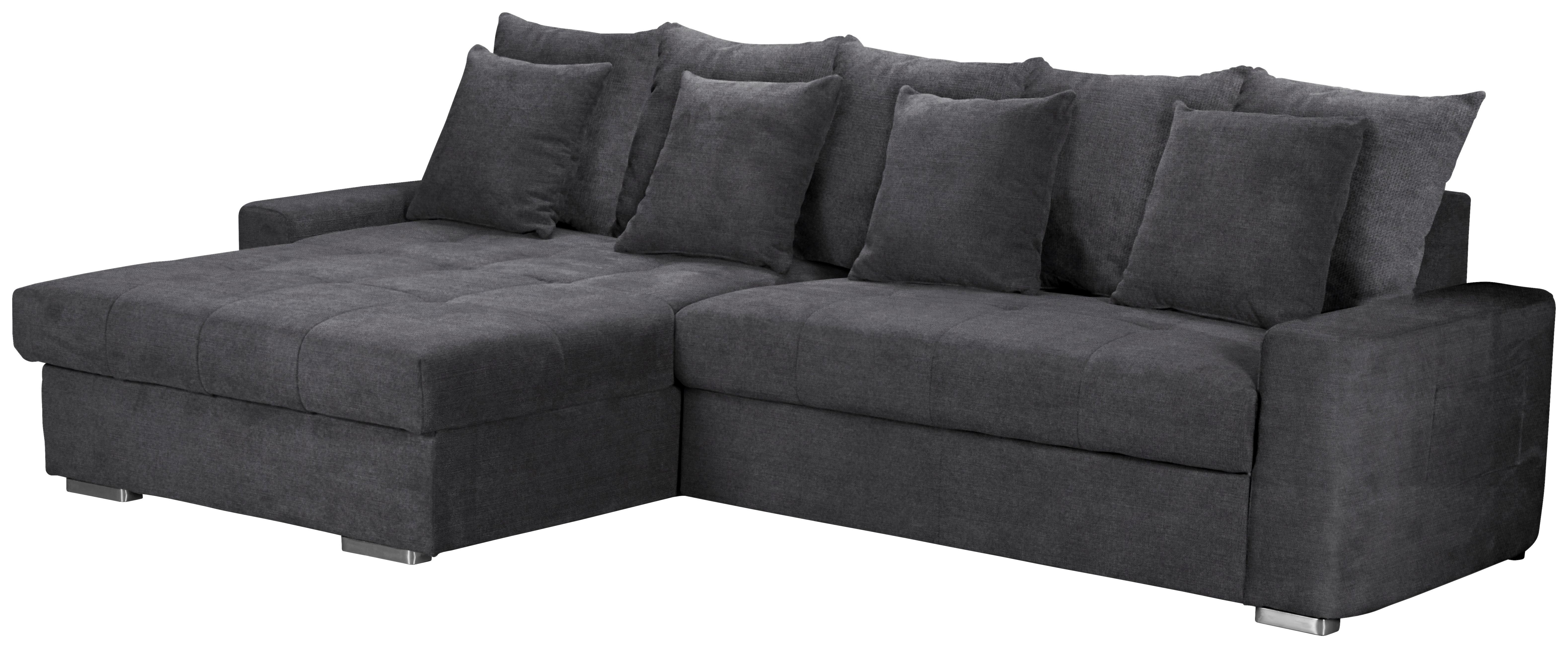 Ecksofa mit Schlaffunktion Salvador und Bettkasten Grau - Wengefarben/Dunkelgrau, MODERN, Textil (164/293cm) - MID.YOU