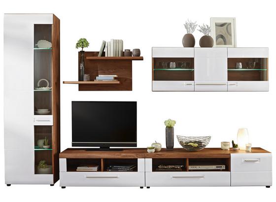 Wohnkombination 5 Tlg. mit Led Avensis 5, Weiß/Eiche Dekor - Eichefarben/Schwarz, MODERN, Glas/Holzwerkstoff (309/206/50cm) - Luca Bessoni Wohnkombination 5 Tlg. mit Led Avensis 5, Weiß/Eiche Dekor - Eichefarben/Schwarz, MODERN, Glas/Holzwerkstoff (309/206/50cm) - Luca Bessoni