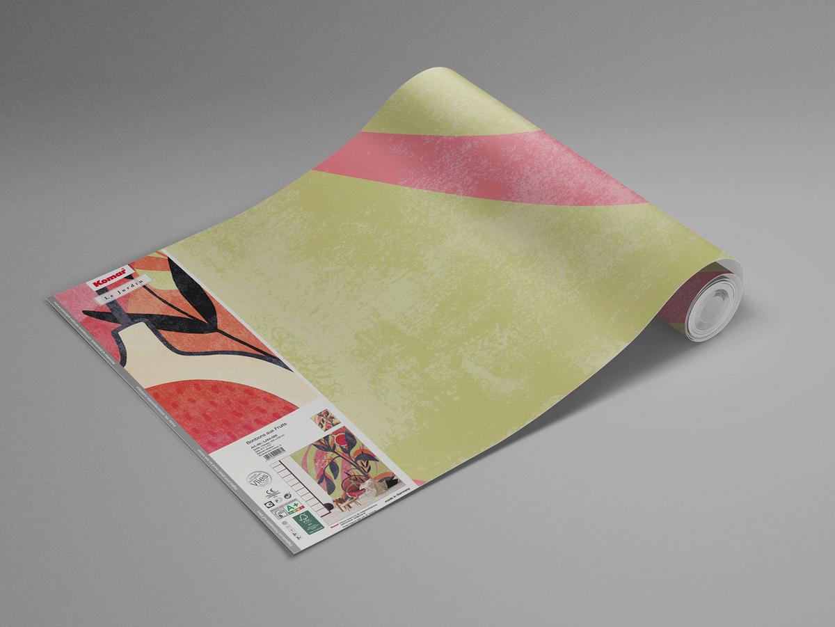 Vliestapete Bonbons Aux Fruits - Blau/Gelb, Basics (200/250cm) - Komar