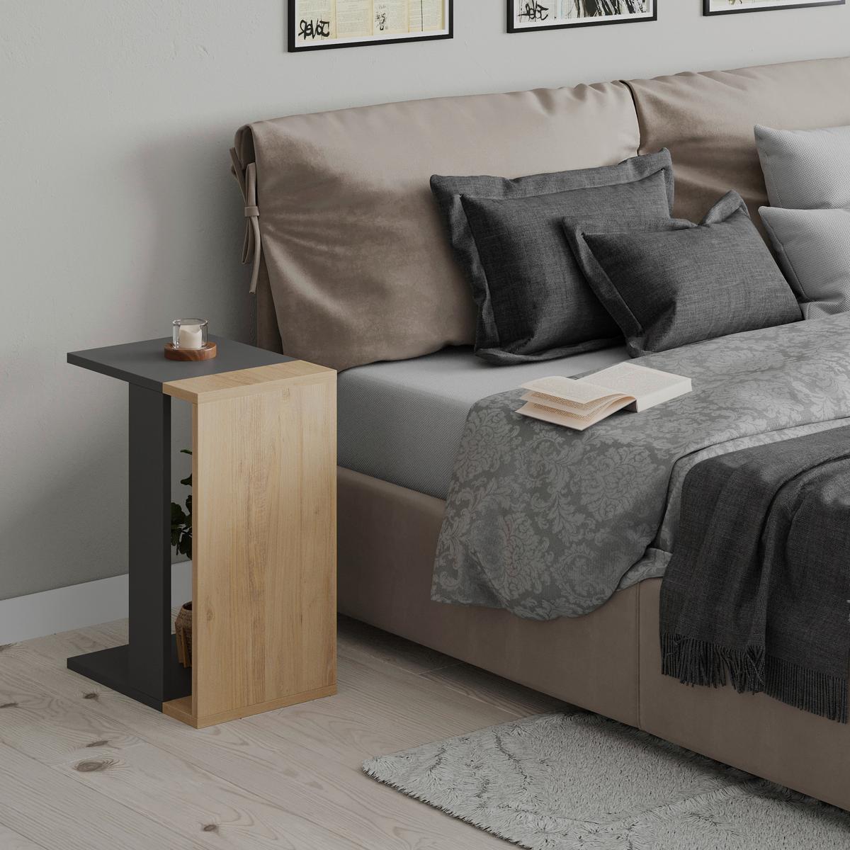 Beistelltisch Zetti Beistelltisch - Eichefarben/Anthrazit, Design, Holzwerkstoff (30/57/40cm) - Livetastic