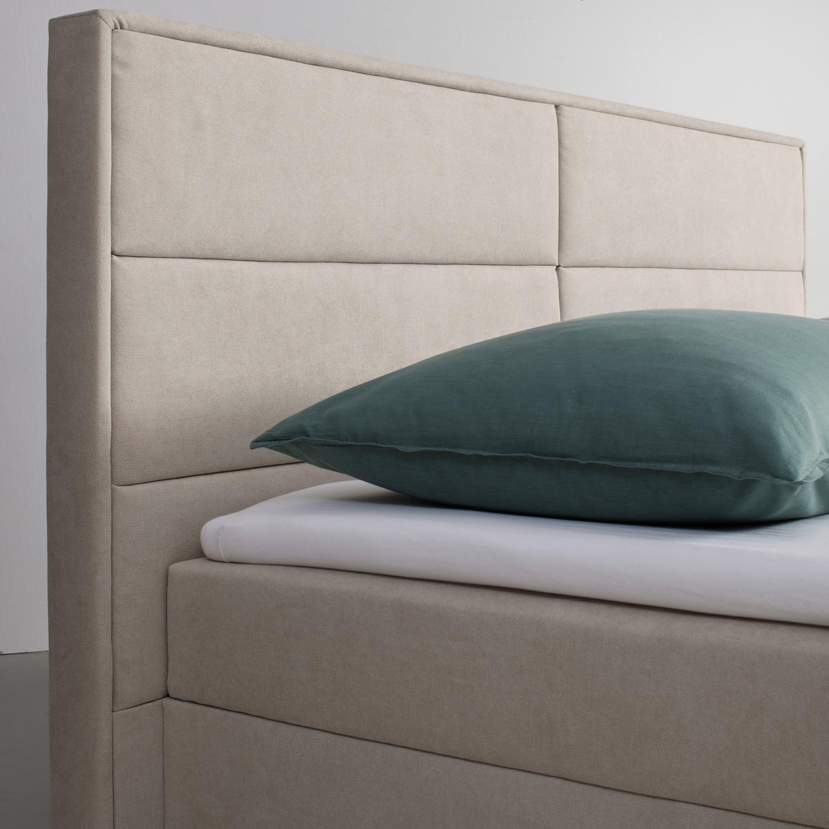 Postel boxspring s toperem, 180x200 cm, béžová - černá/béžová, Moderní, kov/dřevo (180/200cm) - Bessagi Home