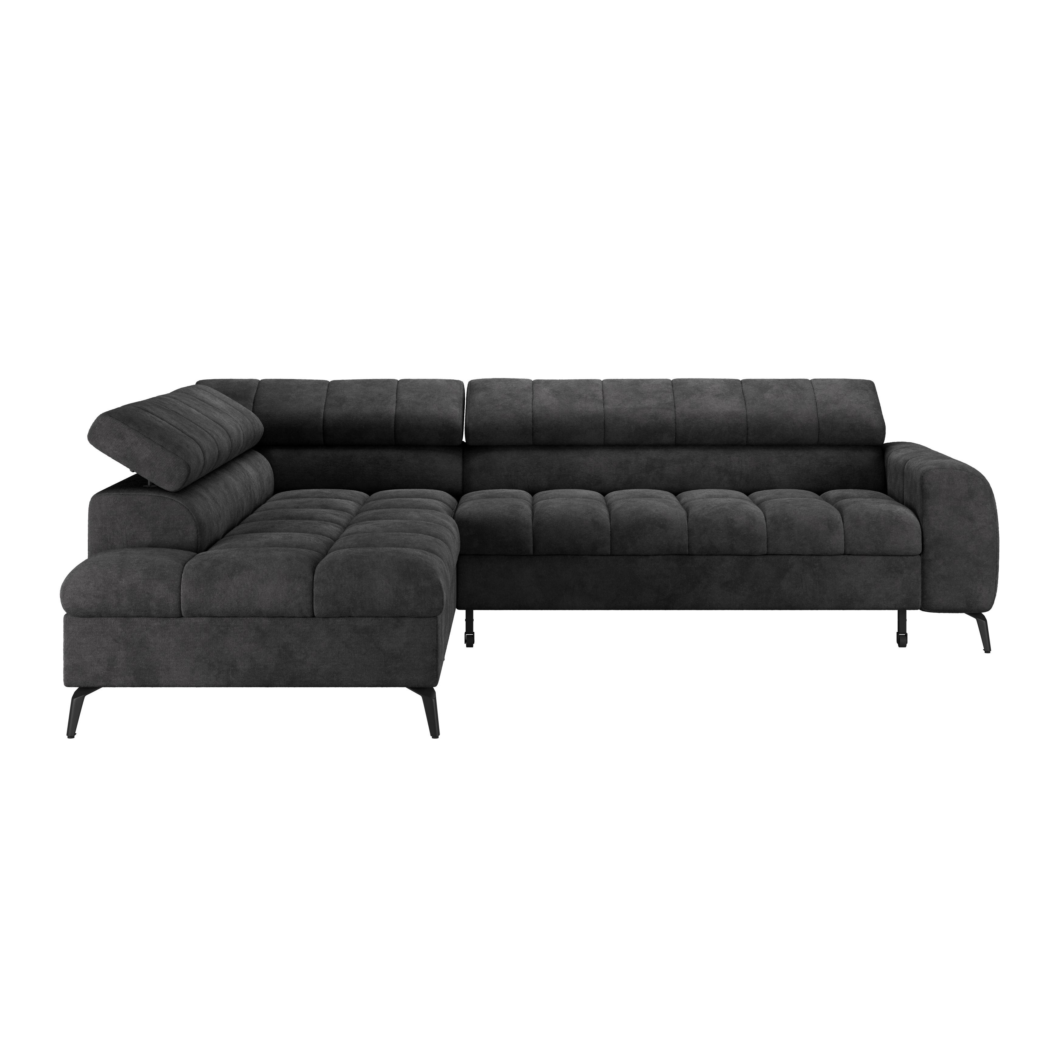 Ecksofa mit Schlaffunktion & Bettkasten Volf Schwarz - Schwarz, Trend, Kunststoff/Textil (203/261cm)