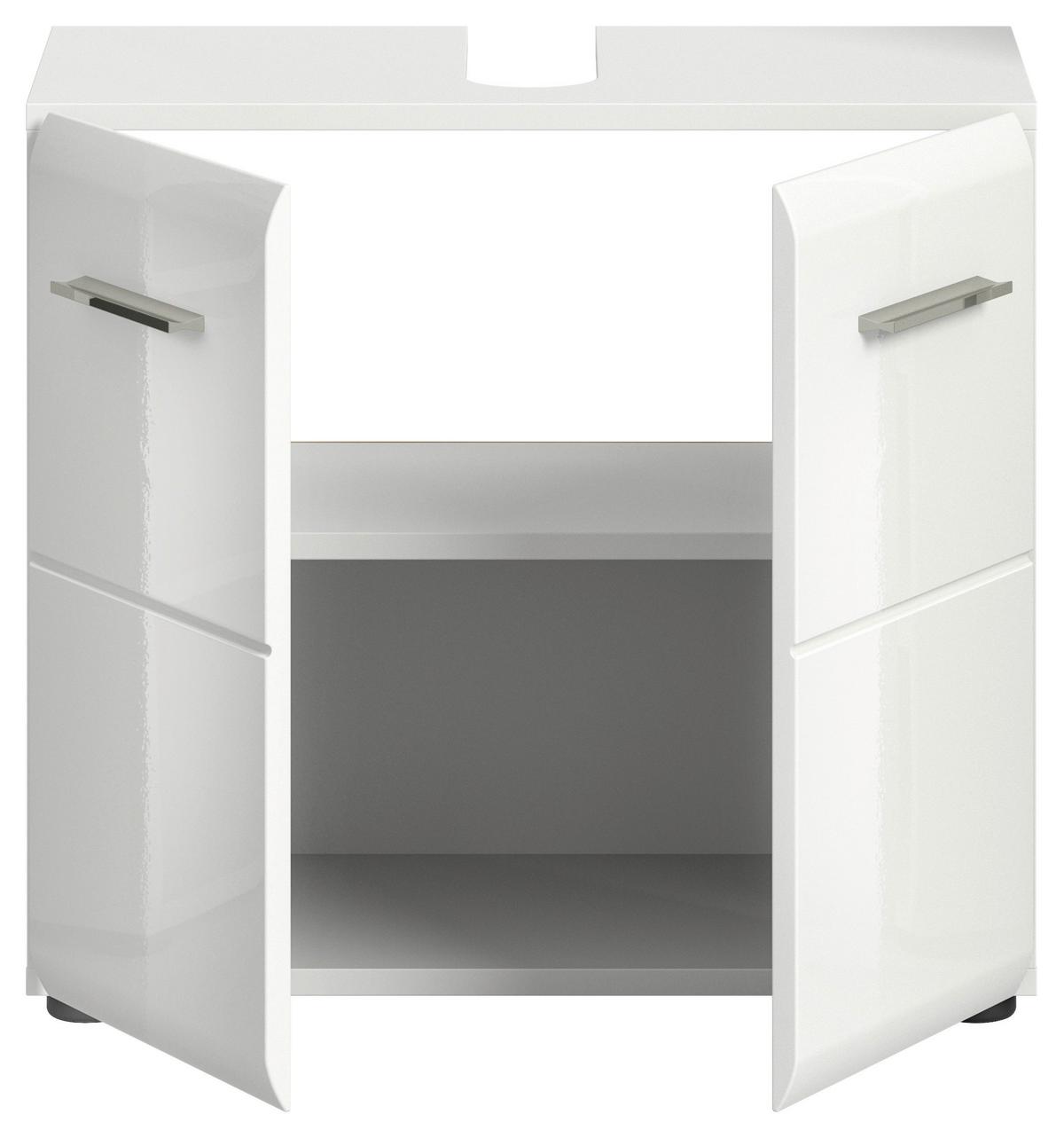 Waschbeckenunterschrank Ice B: 60 cm Weiß Hochglanz - Weiß Hochglanz/Anthrazit, MODERN, Holzwerkstoff (60/54/32cm) - MID.YOU