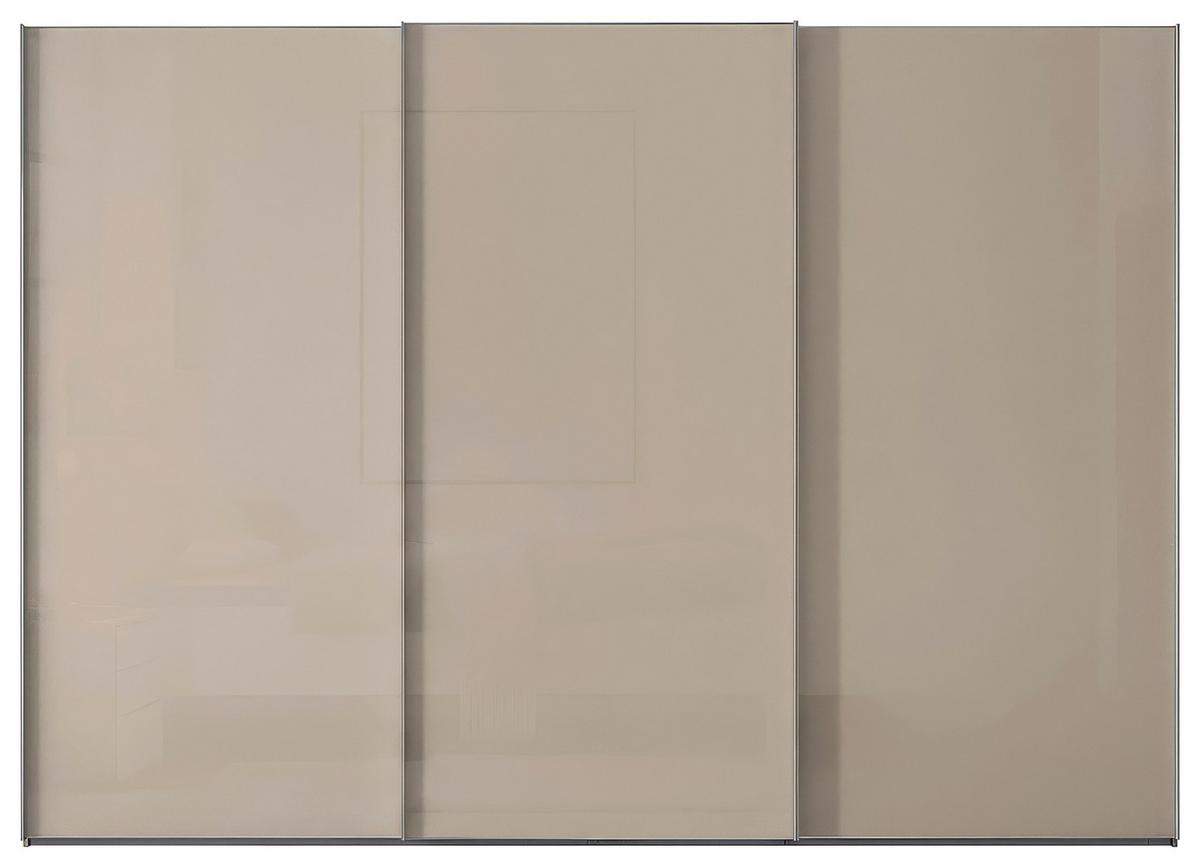 Schwebetürenschrank Lumos Sandglas, B:249cm - Sandfarben, Trend, Glas/Holzwerkstoff (249/222/68cm) - Luca Bessoni