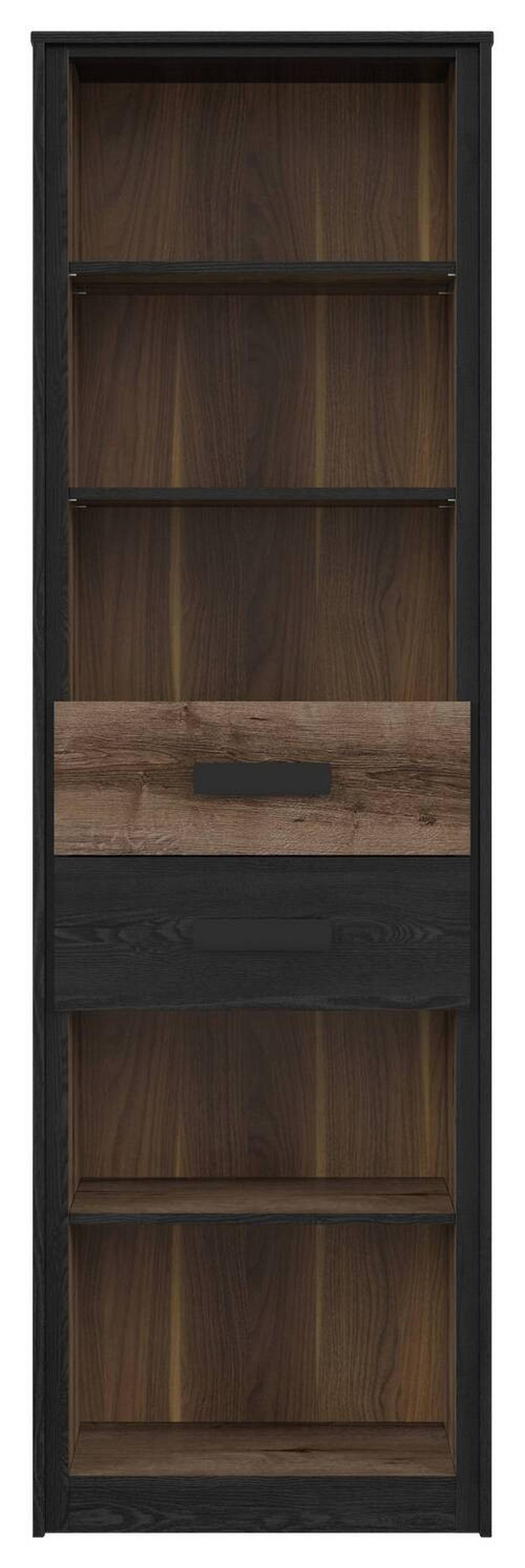 Highboard Kassel Cabinet - Eichefarben/Schwarz, Design, Holzwerkstoff (60/195cm)