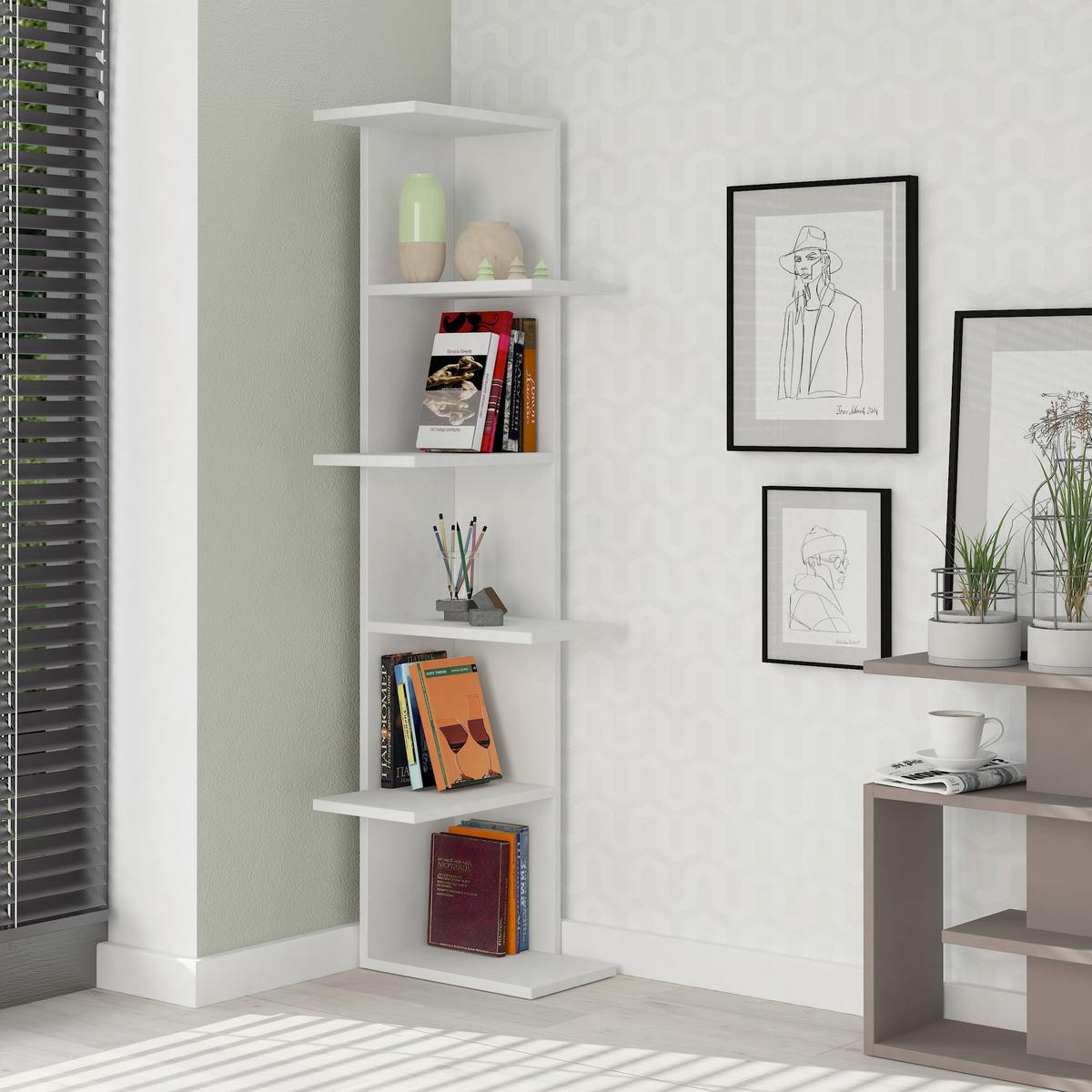 Bücherwand Saso, Weiß B: 37 Cm - Weiß, Design, Holzwerkstoff (37/141/24cm) - Livetastic