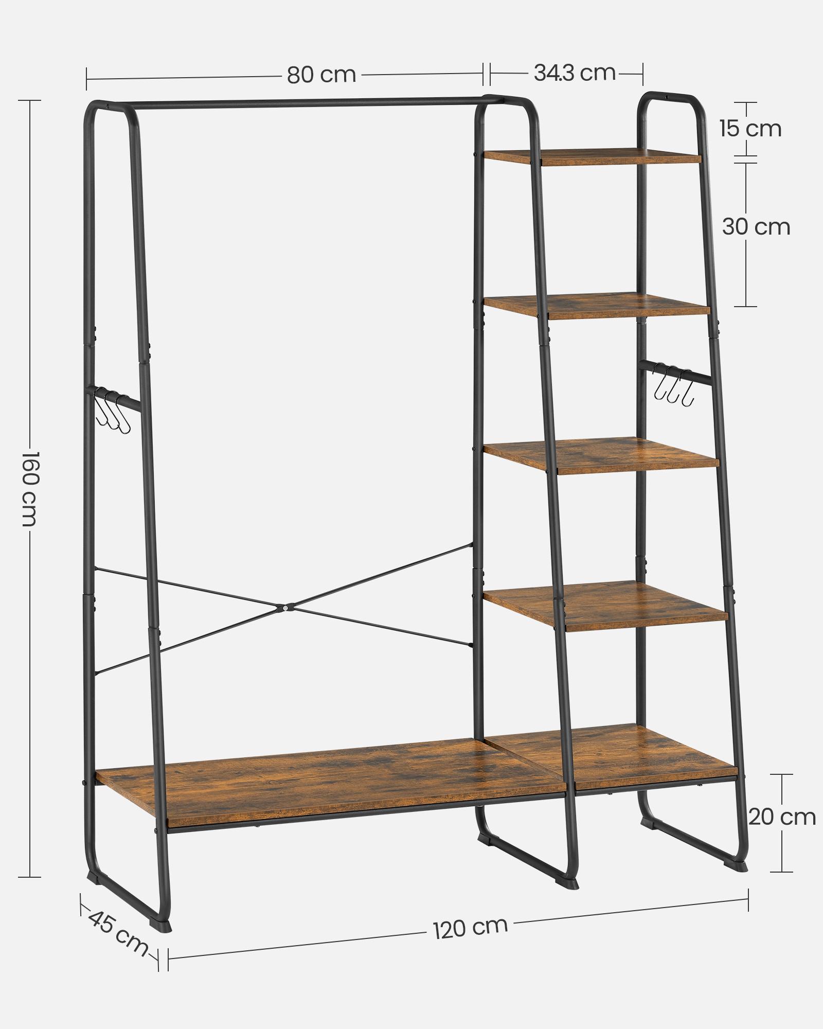 Kleiderständer Schwarz, Dunkelbraun B: 120 cm - Dunkelbraun/Schwarz, Trend, Holzwerkstoff/Metall (120/160/45cm) - MID.YOU