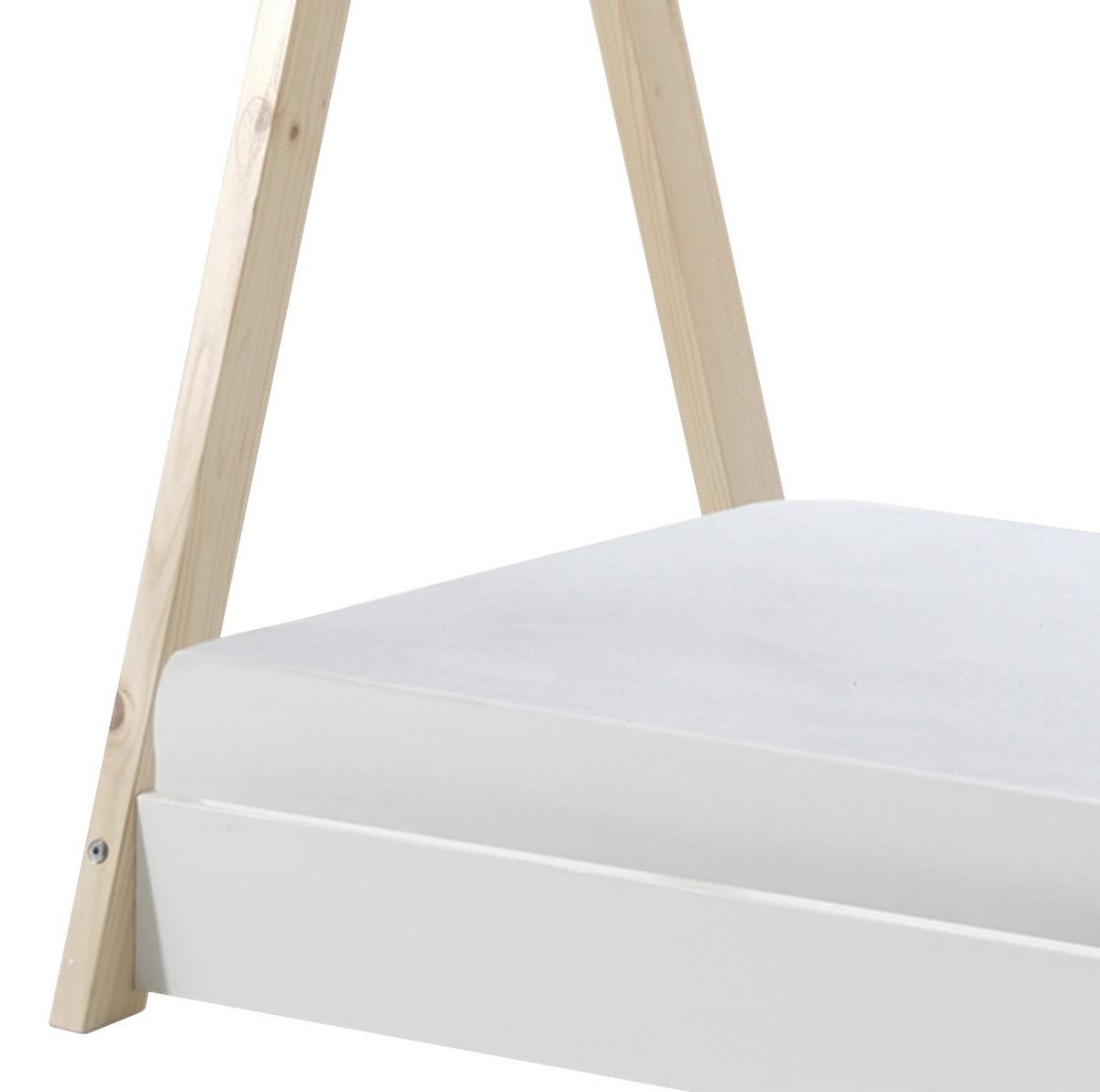 Hausbett Tipi 70x140 cm Kiefer Weiß - Weiß/Kieferfarben, MODERN, Holz/Holzwerkstoff (70/140cm) - MID.YOU