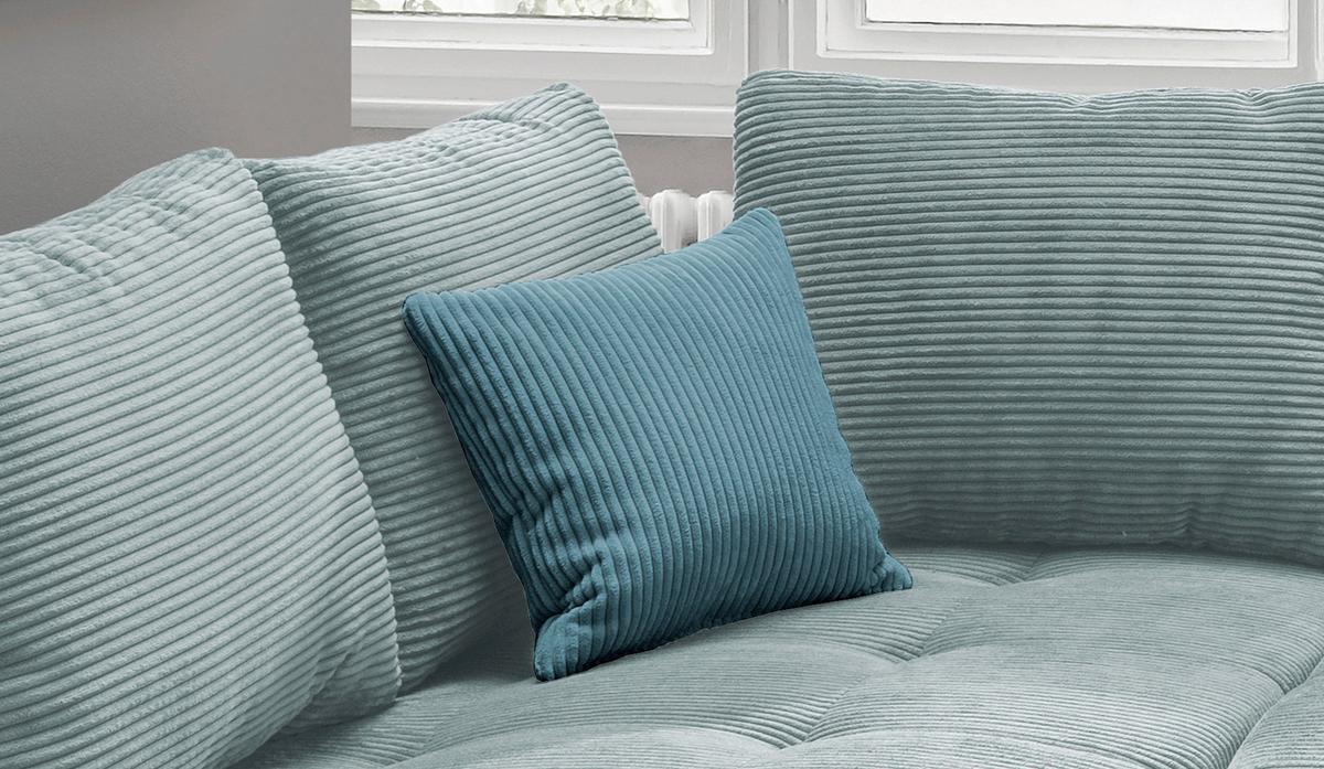 Rohová sedačka ALVITO, levá, světle modrý manšestr - petrolej/barvy stříbra, Design, dřevo/textil (202/298cm) - MID.YOU