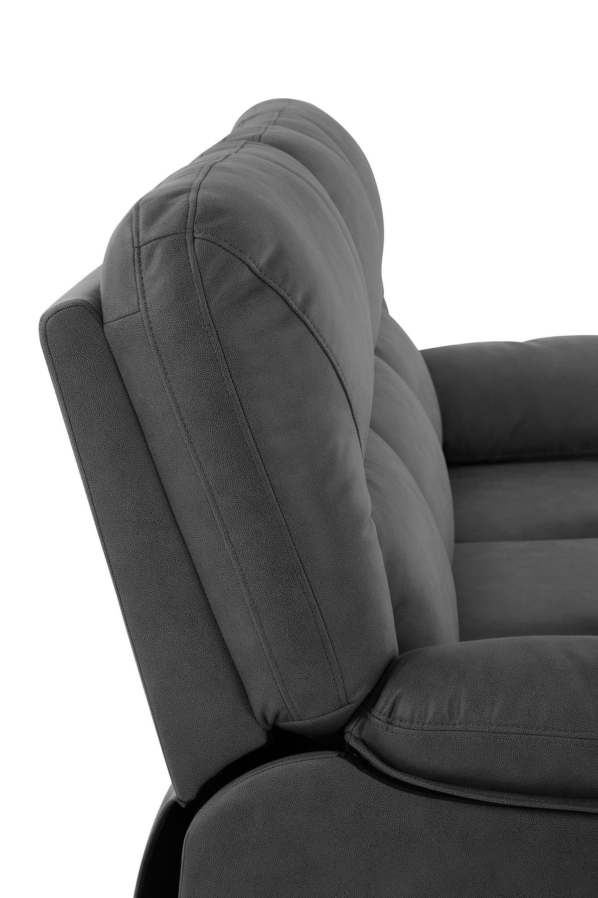 Trojmiestna pohovka CLARA, sivá, s relaxačnou funkciou - čierna/sivá, Basics, kov/drevo (200/99.5/94cm) - Livetastic