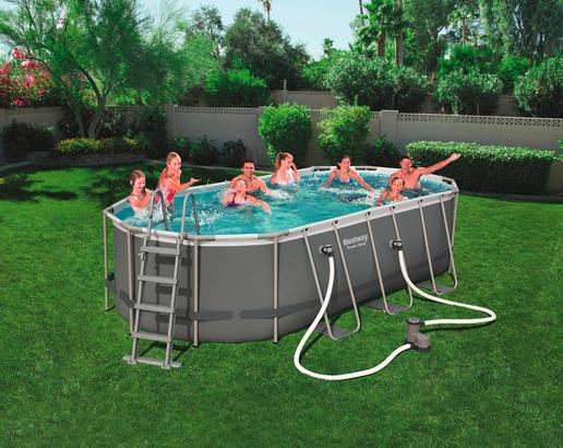 Stahlrahmenpool in Grau mit Filterpumpe Stahlrahmenpool in Grau mit Filterpumpe