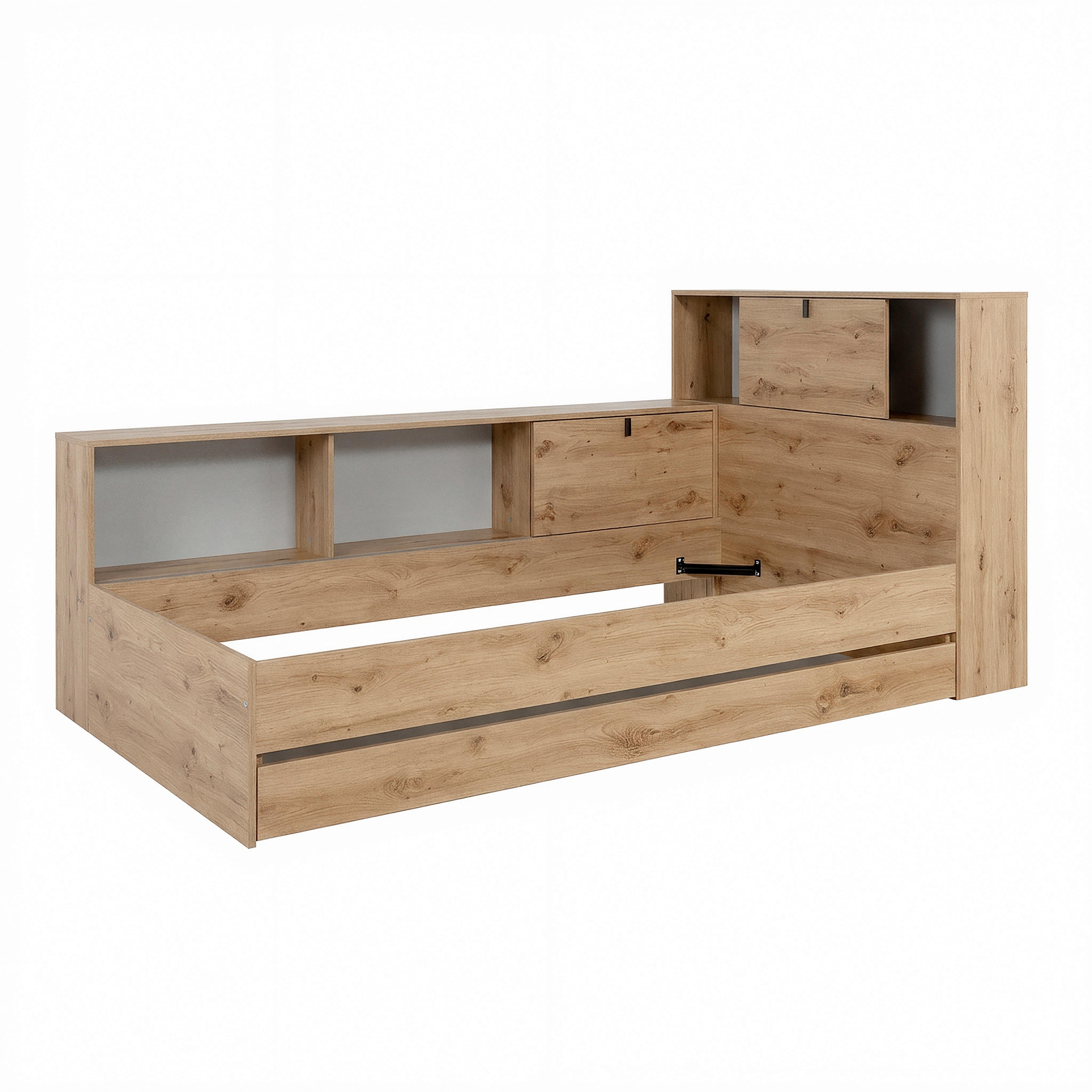 Stauraumbett VIVO 90x200 cm - Eiche Artisan, Basics, Holzwerkstoff (90/200cm)