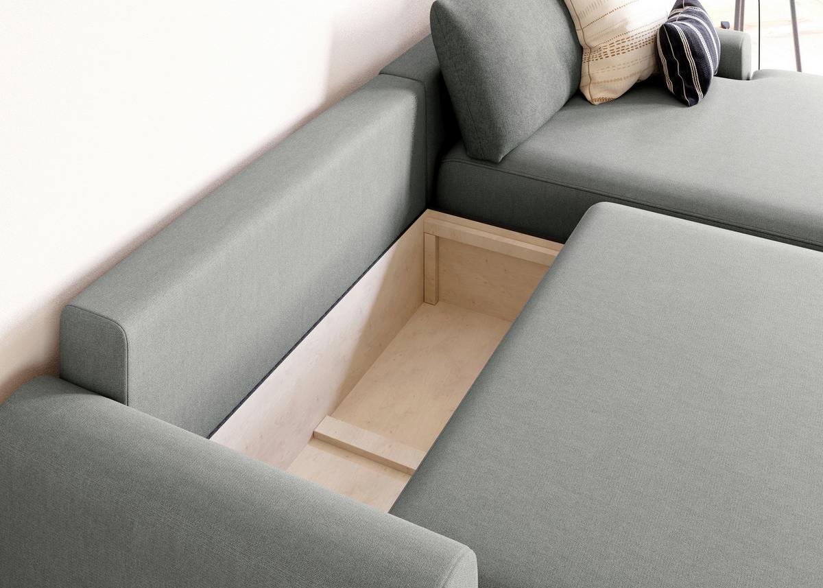 Eckschlafsofa Prag, Grau S: 253x167 cm - Schwarz/Grau, MODERN, Textil (253/167cm) - Trendmanufaktur